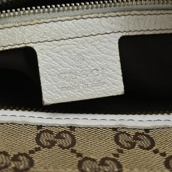 GUCCI Logo Shoulder Bag GG Canvas Leather Beige White GHW Italy
